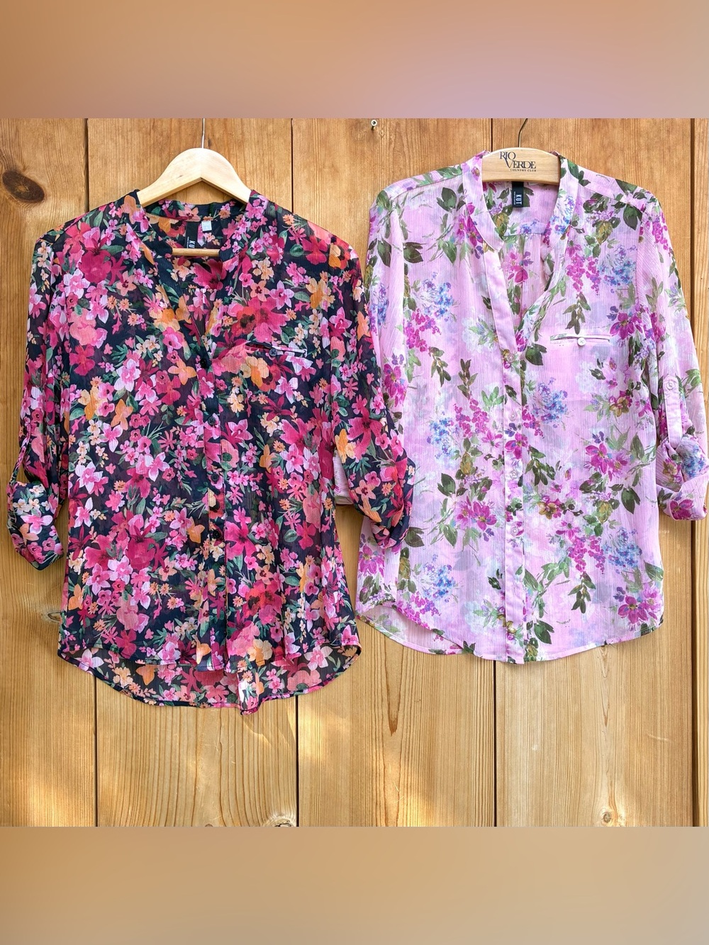 Bundle of 2 Kut From The Kloth Floral Pink Blouses Sz Small